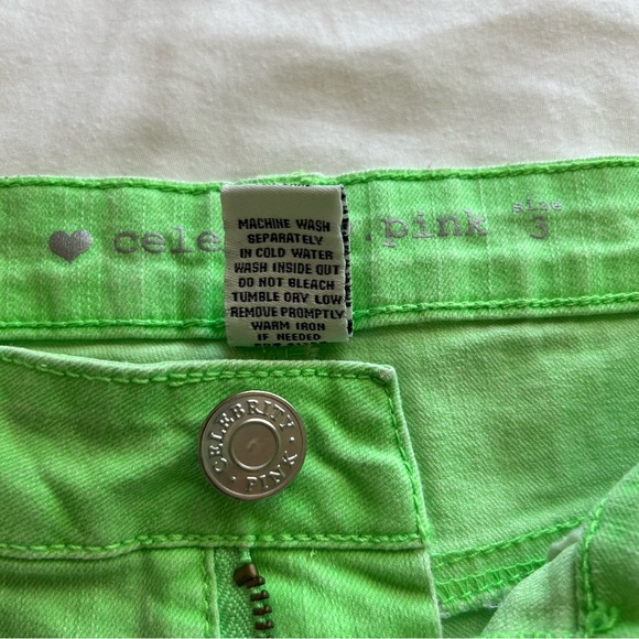 Celebrity Pink Lime Green Denim Short Shorts  Size 3 - Picture 5 of 9